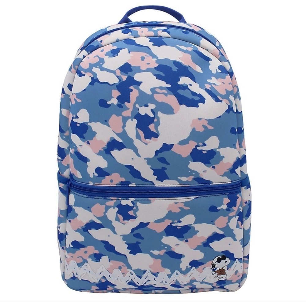 Peanuts Snoopy dog Blue pink Camouflage camo Backpack book bag zipper neoprene